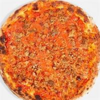 Sausage Pizza · Marinara, mozzarella cheese, and sausage. That's a freaking good pizza.