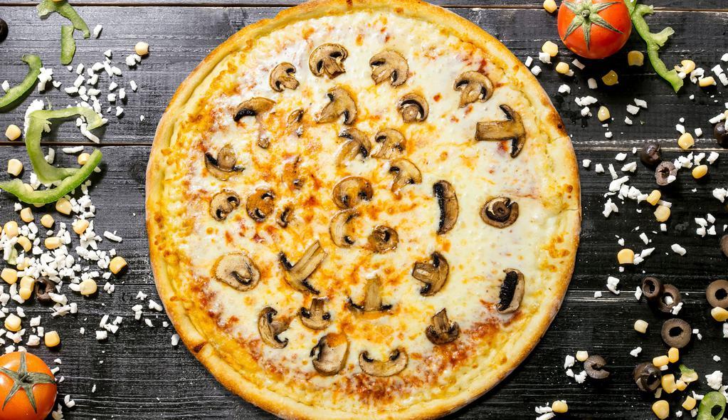 The Funghi House Pizza · Gluten free dough topped with homemade pizza sauce, mushrooms, and mozzarella.