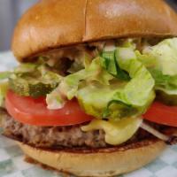V-Ganimal · Impossible patty cooked in-n-out style, grilled onions, lettuce, tomato, pickles, special sa...