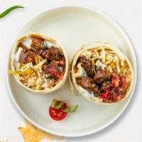 Beef Talks Burrito · Beef tongue wrapped in a corn tortilla with queso fresco, rice, beans, pico de gallo, and yo...