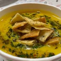 Jajuk Soup · Roasted squash and potato puree served with herb oil, toasted pepitas and GF za'atar cracker...