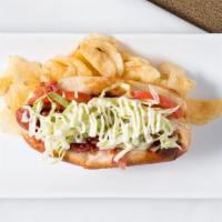 Blt Dog · Coney bun, all beef dog, bacon, shredded lettuce, sliced tomato, mayo