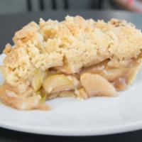 French Apple Slice · Locally grown granny smith apples, cinnamon, and a buttery crumb topping.
