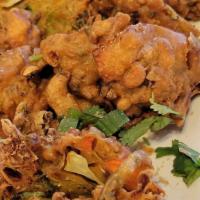 Mixed Vegetable Pakora · Gluten-free. battered with chickpeas flour, spices, and deep-fried.