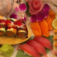 Sushi & Sashimi For Two · 10 pieces sushi, 12 pieces sashimi and a signature roll.  Served with two miso soups and two...
