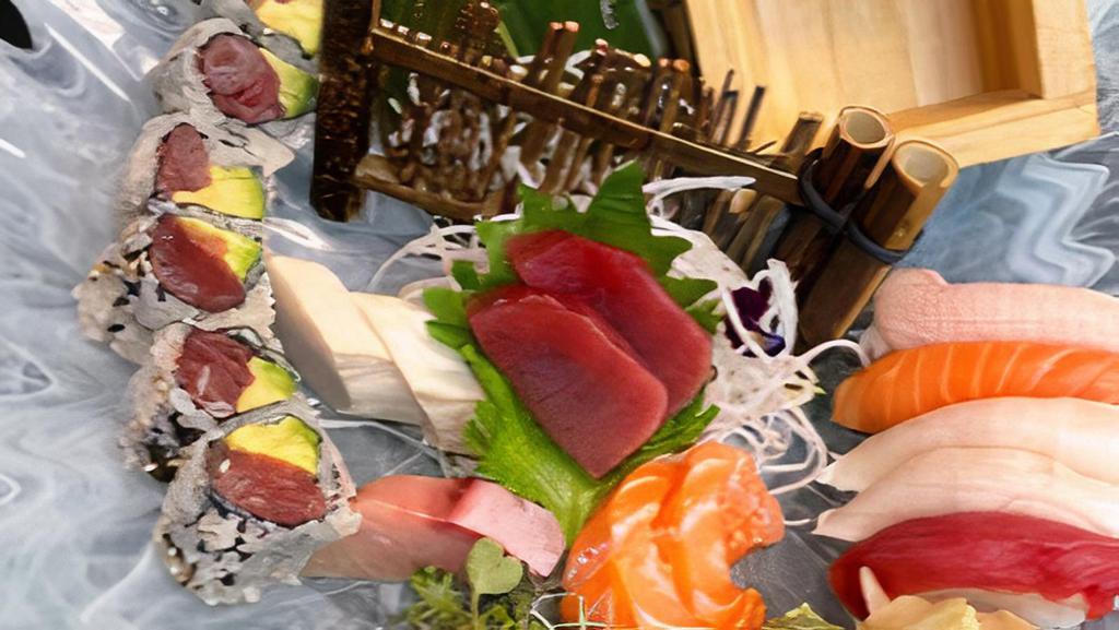 (Gf) Sachi Special For One · Chefs choice 5 pcs sushi and 7 pcs sashimi with tuna avocado roll