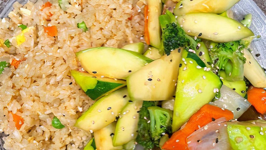 (Gf) Hibachi Vegetables · Gluten Free hibachi style vegetables with fried rice.  Served with house salad.