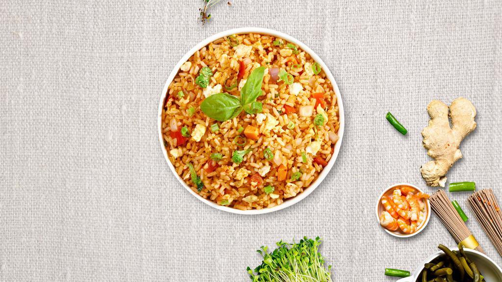 The Rule Of Spice · Your choice of protein. Fried rice with basil, pea, bell pepper, onion, green onion, chili, and egg.