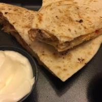 Chicken  Quesadilla · Grilled flour tortilla filled with Cheddar Jack cheese, and pico. Served with a side of sals...