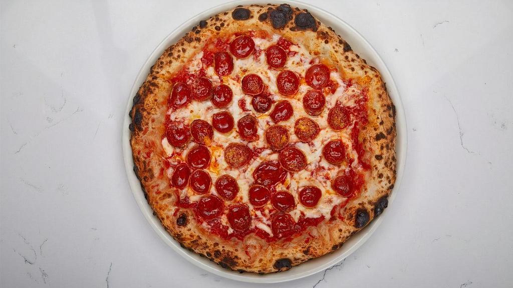Artisan Pepperoni · tomato sauce, mozzarella & provola blend, artisanal pepperoni