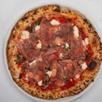 Proscuitto & Mushroom · tomato sauce, prosciutto di parma, mushroom, fresh mozzarella, basil