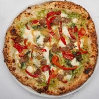 Sausage & Cream · spring cream, italian sausage, roasted red peppers, fresh onions, fresh mozzarella, provola,...