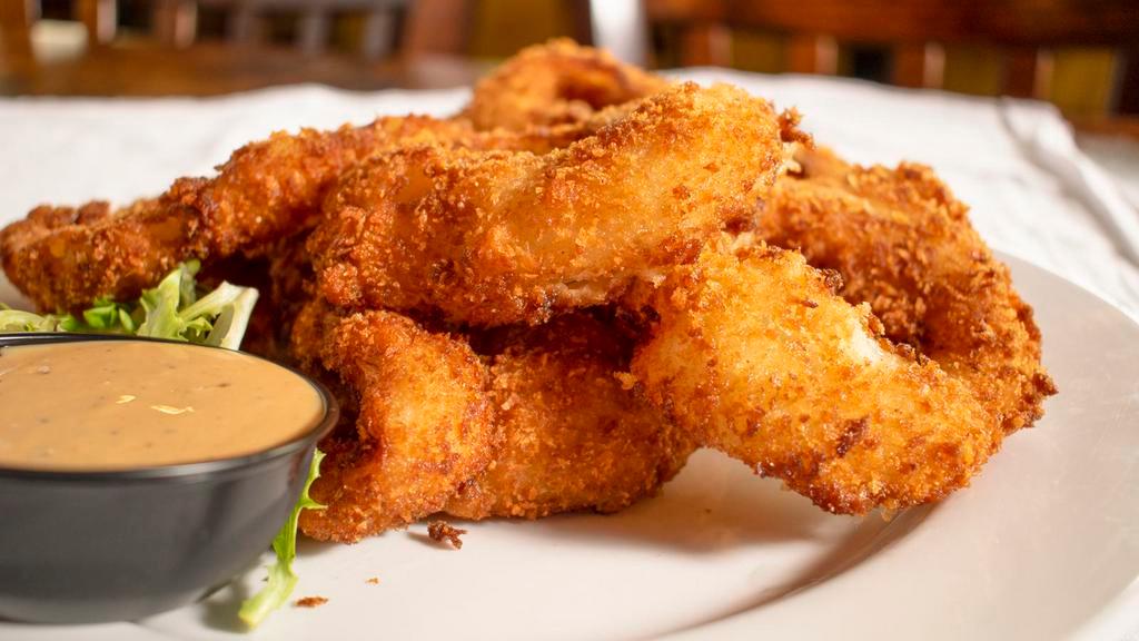Smokin' Rings · Homemade, crunchy, and amazing. Served with our BBQ ranch.