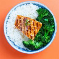 Salmon Teriyaki Bowl · Our teriyaki bowl with your choice of base with broccoli, scallions, sesame seeds, and teriy...