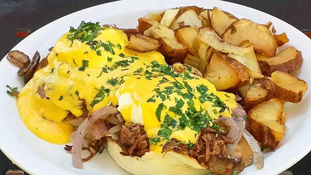 Short Rib Benedict · With red wine braised short rib, mushrooms and caramelized onions.