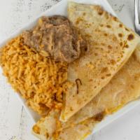 Cheese Quesadilla · Small flour tortilla with cheese melted over the grill.