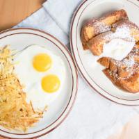 French Toast Combo No. 1 · With four wedges of French toast, two extra-large eggs, 8-ounce bone-in ham steak, or three ...