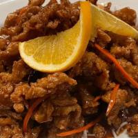 Orange Flavor Chicken · Served with steamed rice! Served mild spicy.