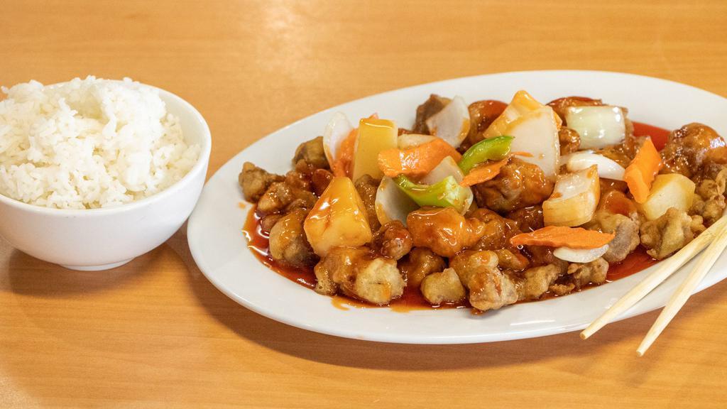 Sweet & Sour Pork · Served with steamed rice!