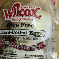 Balls (Eggs) In A Sac` · Two organic Wilcox boiled eggs, shelled.