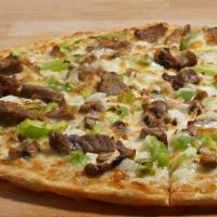 Philly Cheesesteak · Garlic sauce, green pepper, red onions, mushrooms and steak