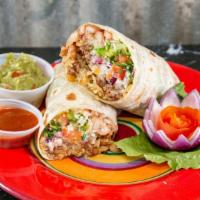 Meat Burrito · Large flour tortilla with meat and toppings inside