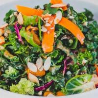 Cherish Chop Salad · Chopped Kale / Red Cabbage / Brussel Leaves / Beluga Lentils / Broccoli Florets / Carrots / ...