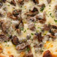 Wild Mushroom Pizza · Taleggio Fonduta, Wild Mushrooms & Truffle Oil.