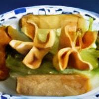 Family Dinner · Serves two people. Choice of soup: wonton, hot and sour or egg drop. Appetizer: egg roll, cr...