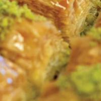 Fistikli (Pistachio) Baklava (3 Piece) · Forty-two handmade layers of filo dough surround a layer of premium chopped pistachios and s...