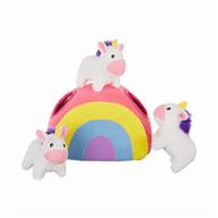 Unicorns In Rainbow Burrow Toy · ZippyPaws interactive hide-and-seek toy comes with 1 rainbow and 3 small squeaky unicorns. 7...