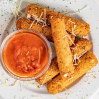 Mozzarella Cheese Sticks · Hand-breaded and deep-fried to a melted cheesy perfection and served with our homemade marin...