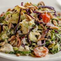 Chopped Salad · Crisp lettuce, prosciutto, Gruyère cheese, red onion, celery, tomatoes,
artichoke hearts, se...