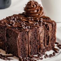 Triple Chocolate Cake · Chocolate butter cream icing, chocolate chips