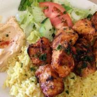 Chicken Gyro Plate & Soda · Served with lettuce, tomatoes, onions, cucumber and parsley. Served with tzatziki sauce. Ser...