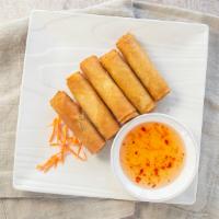 Fried Spring Roll · Vegan. Glass noodles seasoned and combined with cabbage, carrot, onion, and celery served wi...