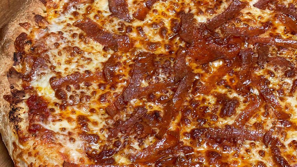 Crispy Pepperoni Pizza · Pepperoni with shredded pepperoni on top.
