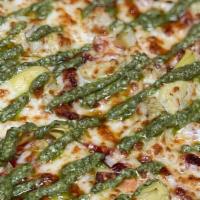 Artichoke Special Pizza · Fresh garlic, artichoke hearts, sun-dried tomatoes and pesto.