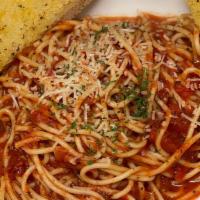 Spaghetti Alla Marinara · Spaghetti pasta tossed with special marinara sauce, finished with Parmesan cheese.