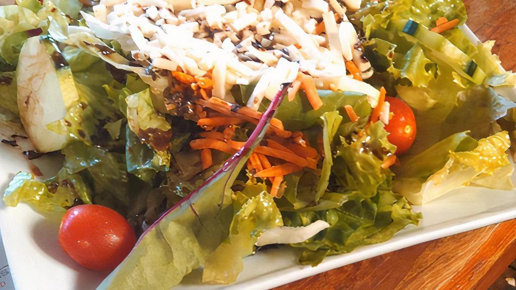 Insalata Della Casa · One size only. Mixed greens, cucumbers, tomatoes, black olives, mozzarella and your choice of dressing.