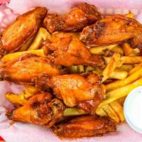Wings · 8 Large specially-seasoned traditional wings either Buffalo or BBQ sauce.