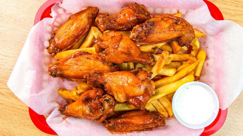 Wings · 8 Large specially-seasoned traditional wings either Buffalo or BBQ sauce.