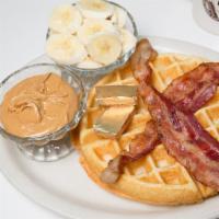 Elvis Waffle · Comes with peanut butter, banana and two slices of bacon.