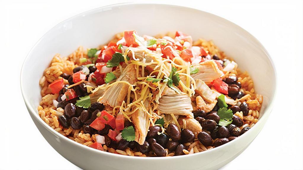 Baja Bowl · Rice, beans, meat, cheese and pico de gallo. Like burrito without the tortilla.