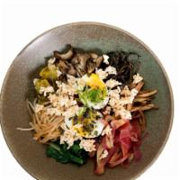 Mmm Bap (Gf) · Vegetarian or vegan without eggs. Multigrain rice bibimbap, maitake mushrooms, bean sprouts,...