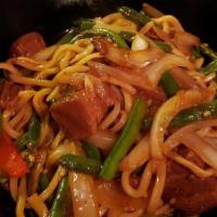 Pork Belly Chow Mein  · Pork Belly, Onion, Bean Sprouts, Carrot, Cabbage