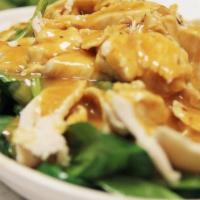 Rama Entree · Sautéed bed of spinach, topped with homemade peanut sauce.