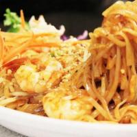 Phad Thai · World-famous street food, fresh thin rice noodles with bean sprout, green onion, and egg sti...