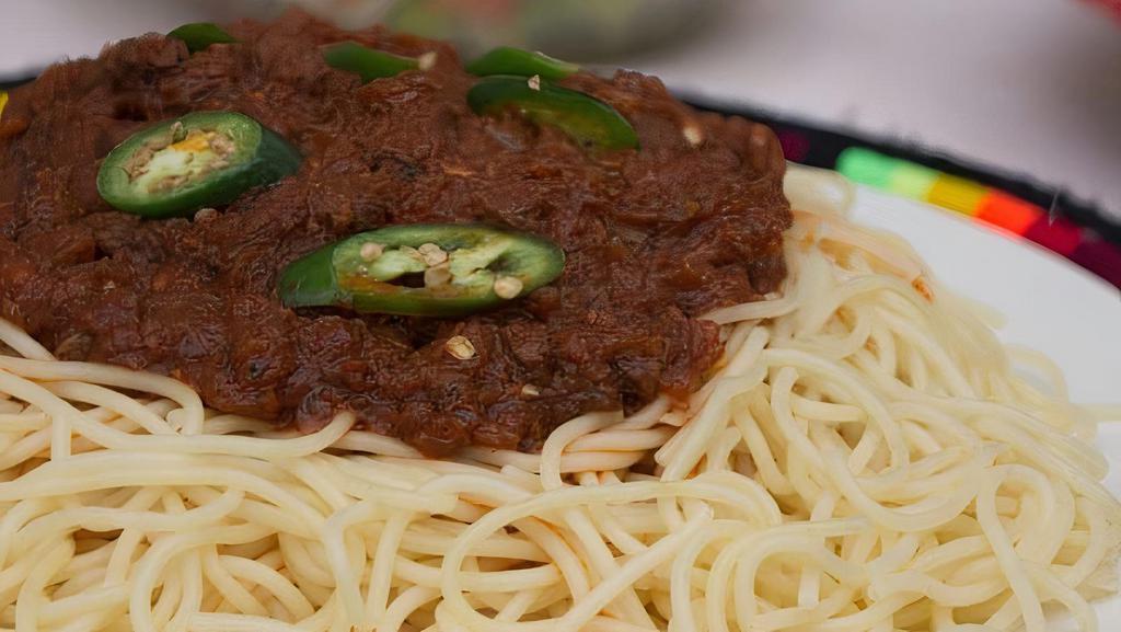 Spaghetti  · Spicy. Marinara sauce with ground beef and berbere sauce.