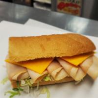 Turkey Sub · Sliced oven roasted turkey on fresh baked sub roll with your choice of cheese, dressings, an...
